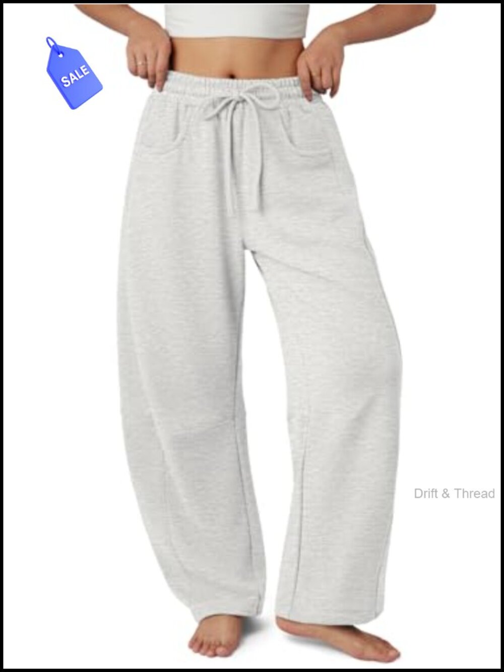 Women Wide Leg Barrel Sweatpants Drawstring Lounge Pants Cotton